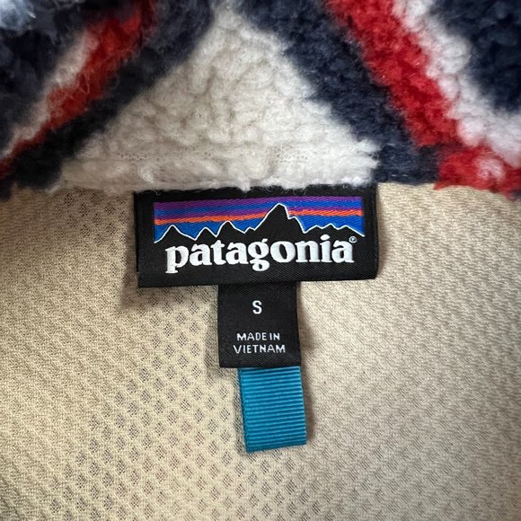 Patagonia Retro X Deep Pile Fleece Vest- Tribal Brass Hawk Sz S - Picture 7 of 14